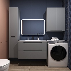 Style Line Тумба с раковиной Марелла 90 Люкс Plus антискрейтч подвесная серая матовая – фотография-3